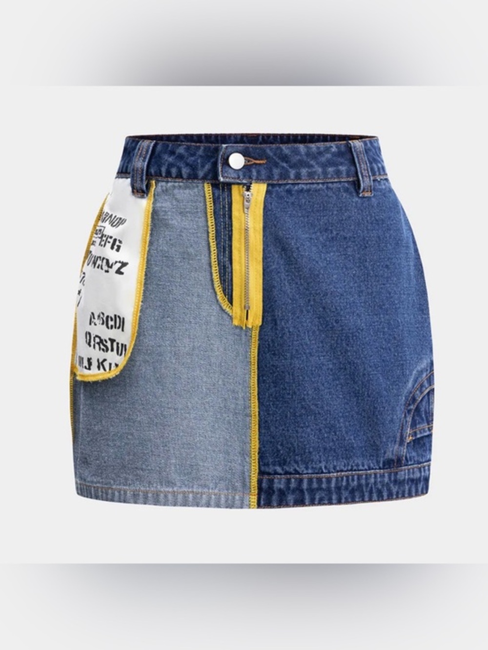 Micas contrast denim patchwork skirt S CR30-38